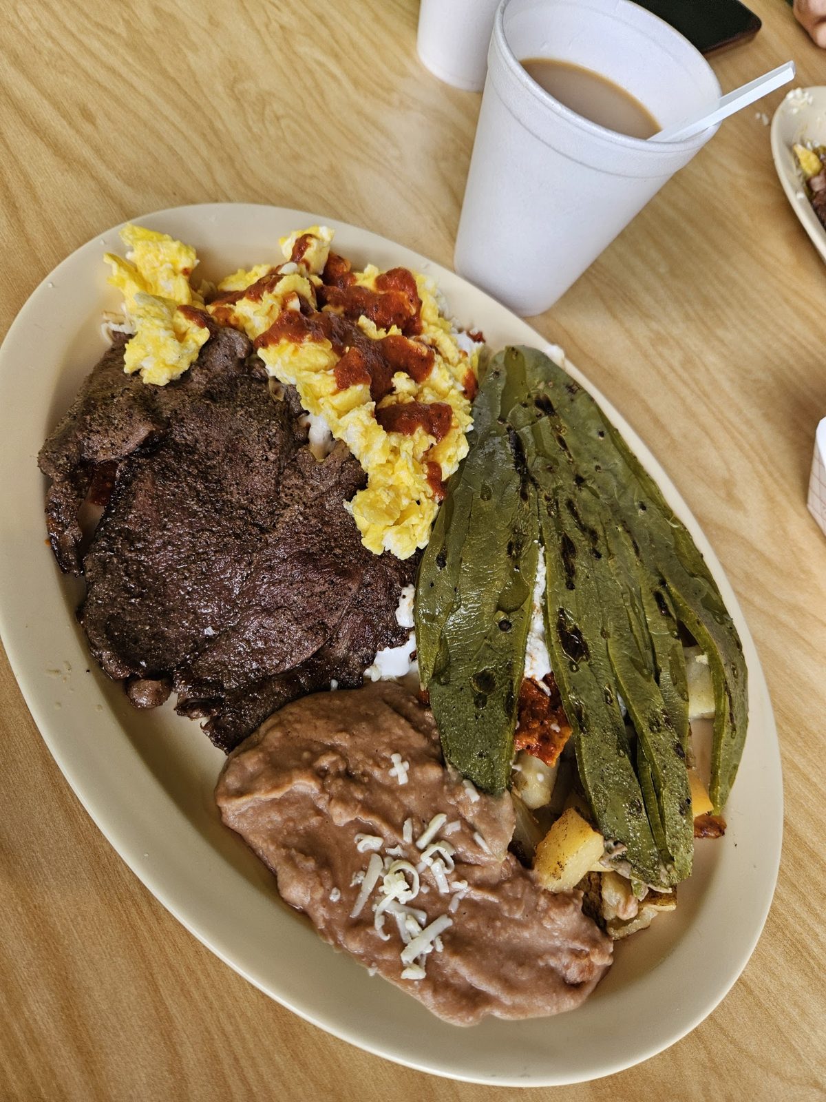 Steak plate with nopales
